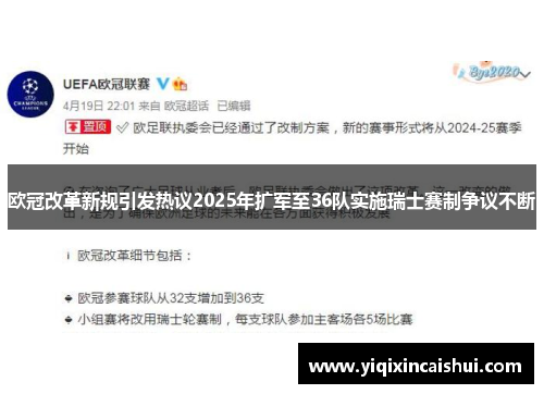 欧冠改革新规引发热议2025年扩军至36队实施瑞士赛制争议不断